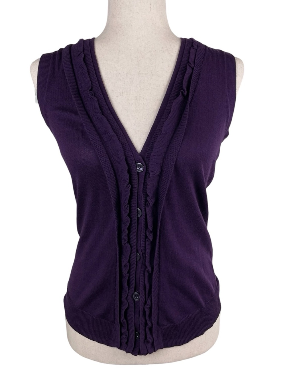 Vintage Y2K The Limited Button Front Sweater Vest Size XS Purple Dark Academia